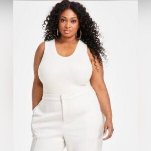 NEW Nina Parker Knitted Sleeveless Blouse - Cream 3X